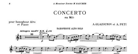 A. Glazunov – Concerto in mib maggiore per Sassofono Contralto e Archi op. 109